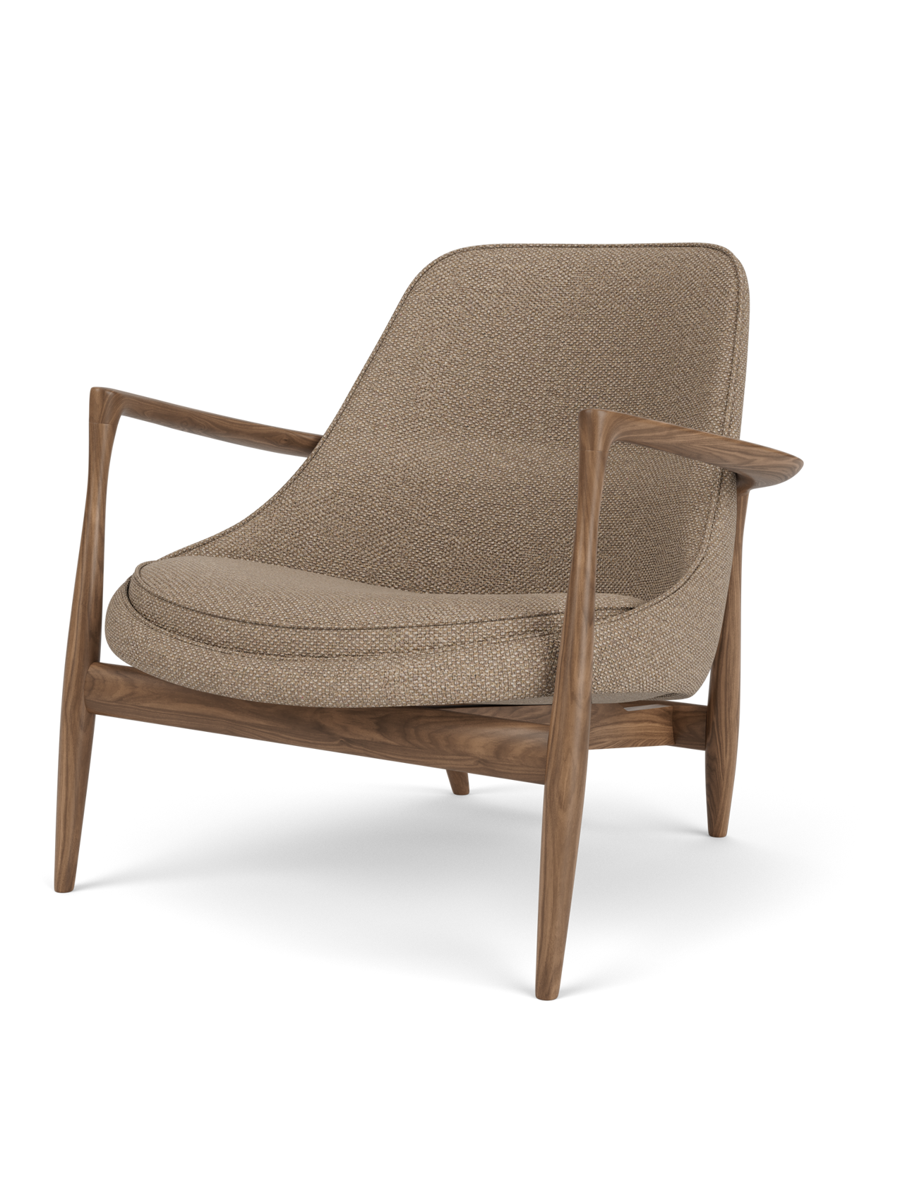 Lounge Chair Sculpted Armrests, Leather Seat, Danish Modern Icon