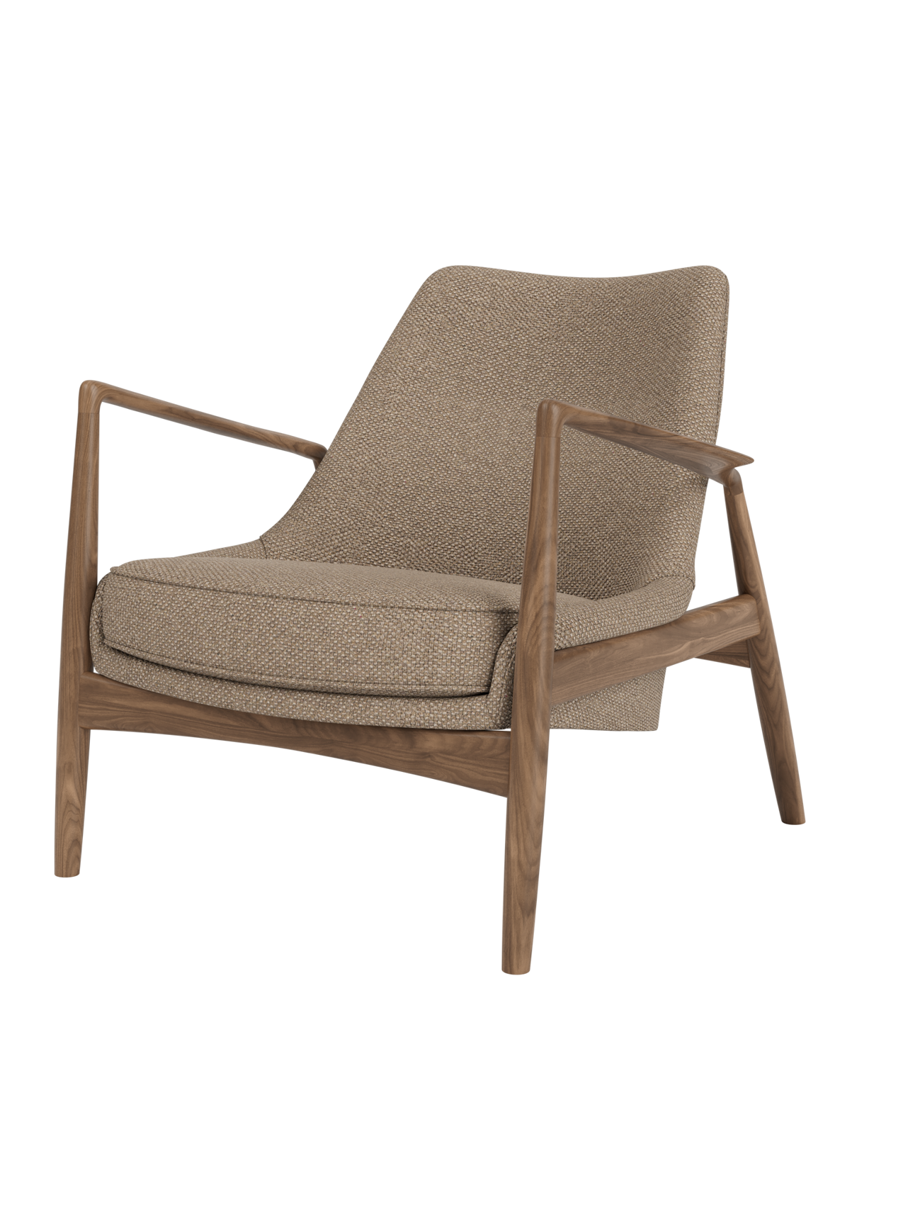 Low Back Lounge Chair Angled Frame, Leather Upholstery, Floating Shell