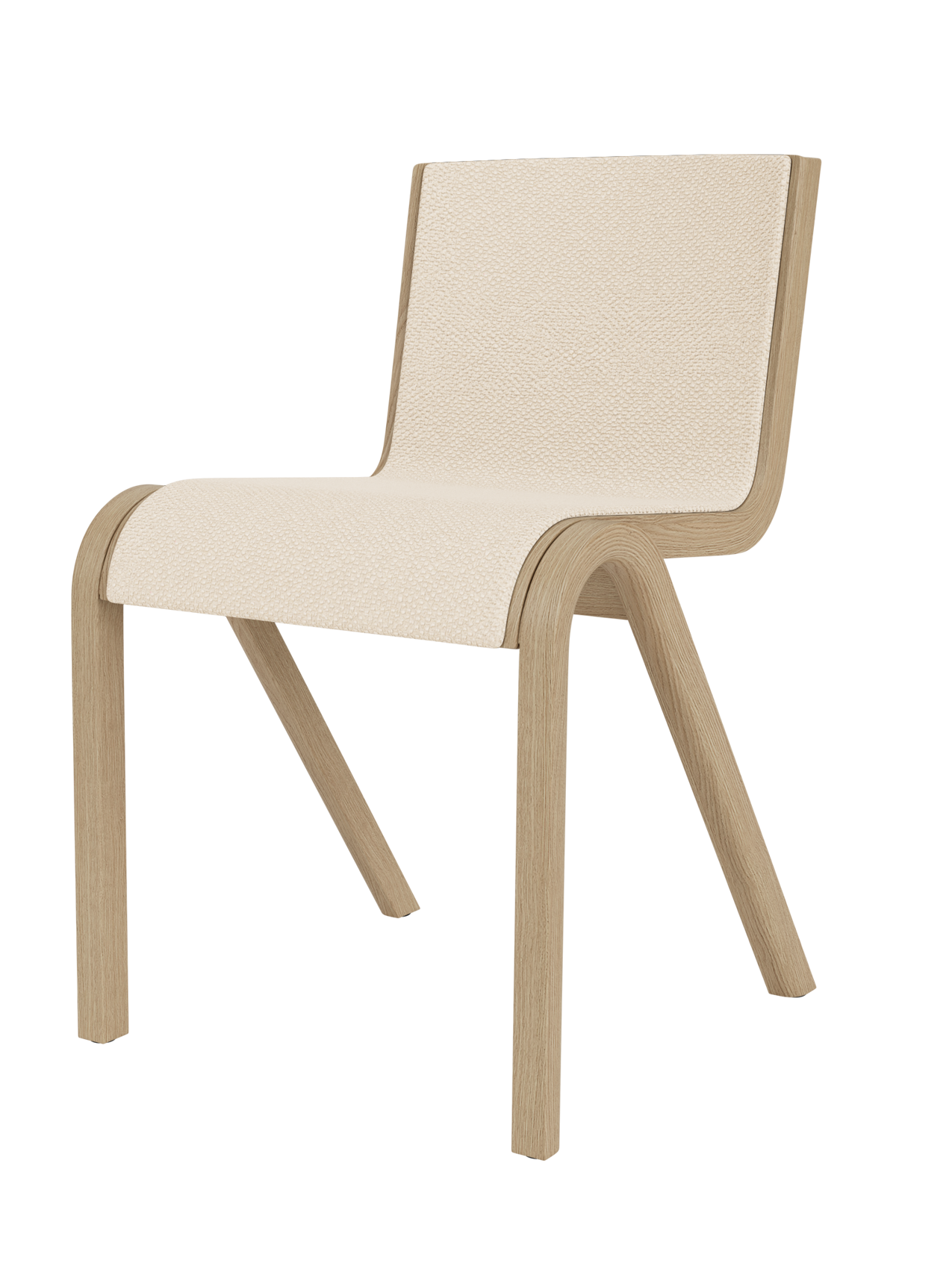 Cantilevered Dining Chair, Front Upholstered ¨C Oak Veneer, Stackable