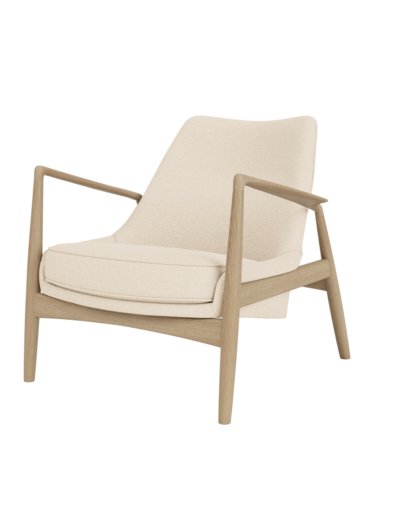 Low Back Lounge Chair Angled Frame, Leather Upholstery, Floating Shell