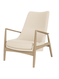 High Back Lounge Chair Angled Frame, Leather Upholstery, Floating Shell