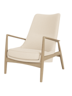 High Back Lounge Chair Angled Frame, Leather Upholstery, Floating Shell