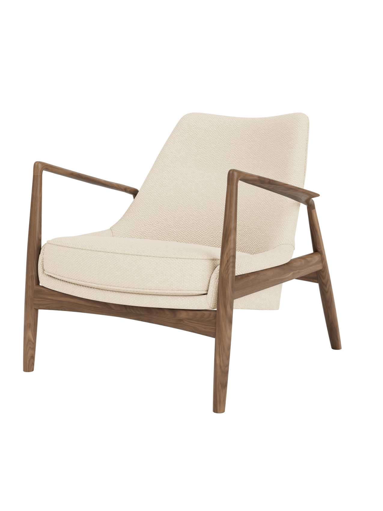 Low Back Lounge Chair Angled Frame, Leather Upholstery, Floating Shell
