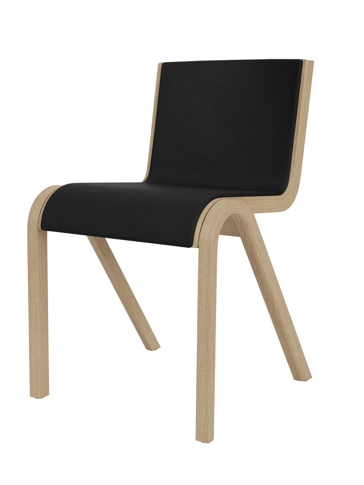 Cantilevered Dining Chair, Front Upholstered ¨C Oak Veneer, Stackable