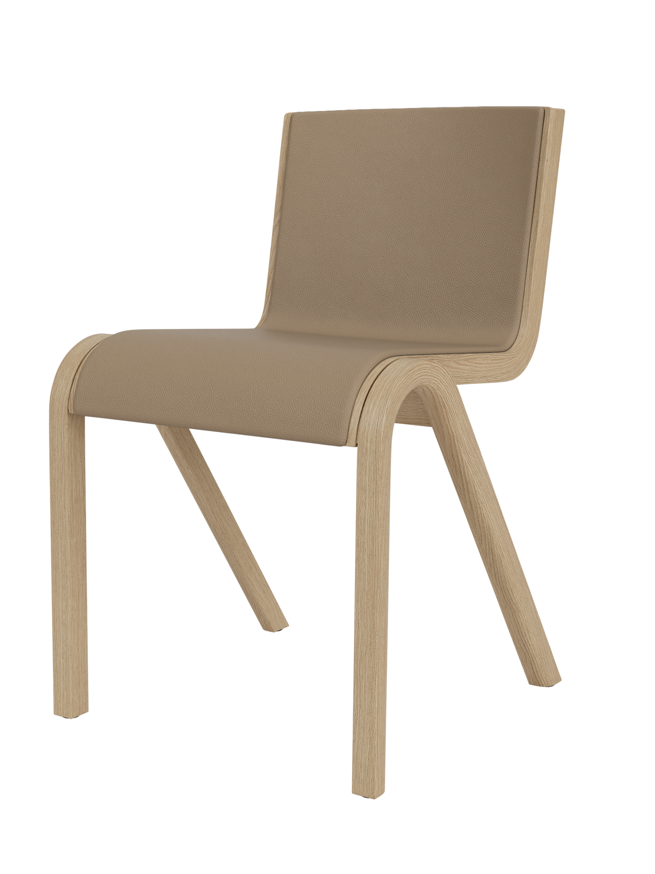 Cantilevered Dining Chair, Front Upholstered ¨C Oak Veneer, Stackable