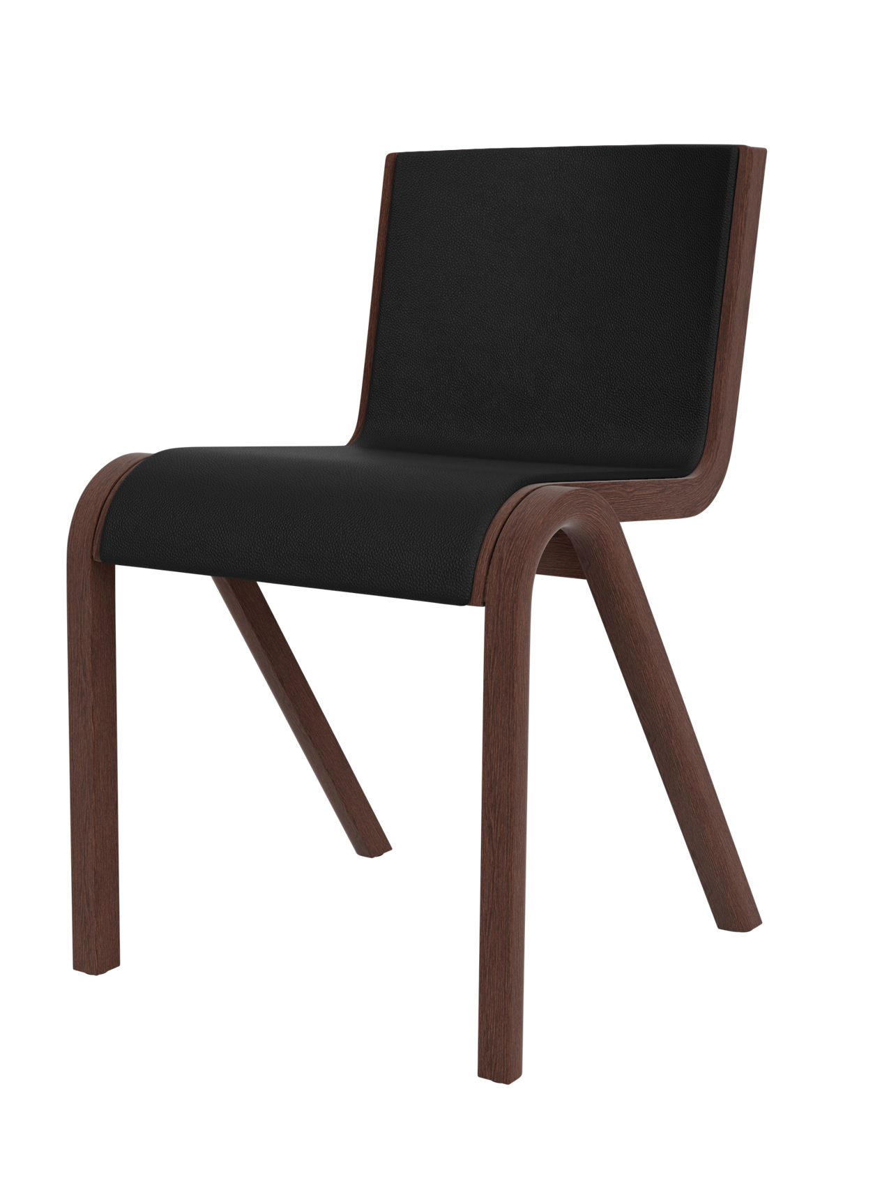 Cantilevered Dining Chair, Front Upholstered ¨C Oak Veneer, Stackable