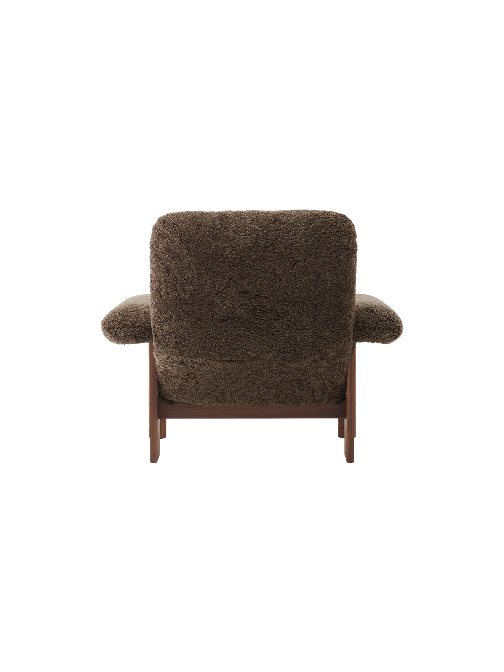 High Back Lounge Chair in Sheepskin Solid Wood Frame, Exaggerated Armrests