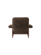 High Back Lounge Chair in Sheepskin Solid Wood Frame, Exaggerated Armrests
