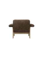 Low Back Lounge Chair in Sheepskin Solid Wood Frame, Exaggerated Armrests