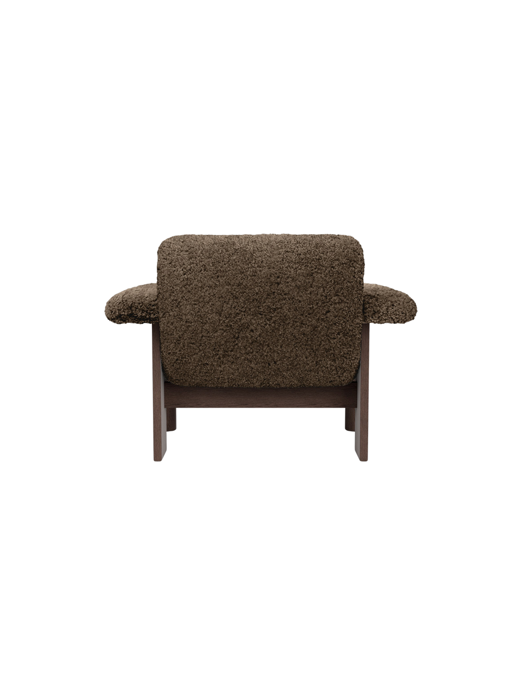 Low Back Lounge Chair in Sheepskin Solid Wood Frame, Exaggerated Armrests