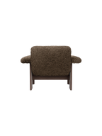 Low Back Lounge Chair in Sheepskin Solid Wood Frame, Exaggerated Armrests
