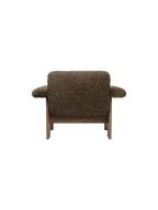 Low Back Lounge Chair in Sheepskin Solid Wood Frame, Exaggerated Armrests