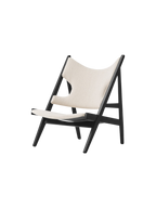 Lounge Chair in Black Oak Elbow Cut-Outs, Ivory Boucl