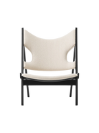 Lounge Chair in Black Oak Elbow Cut-Outs, Ivory Boucl