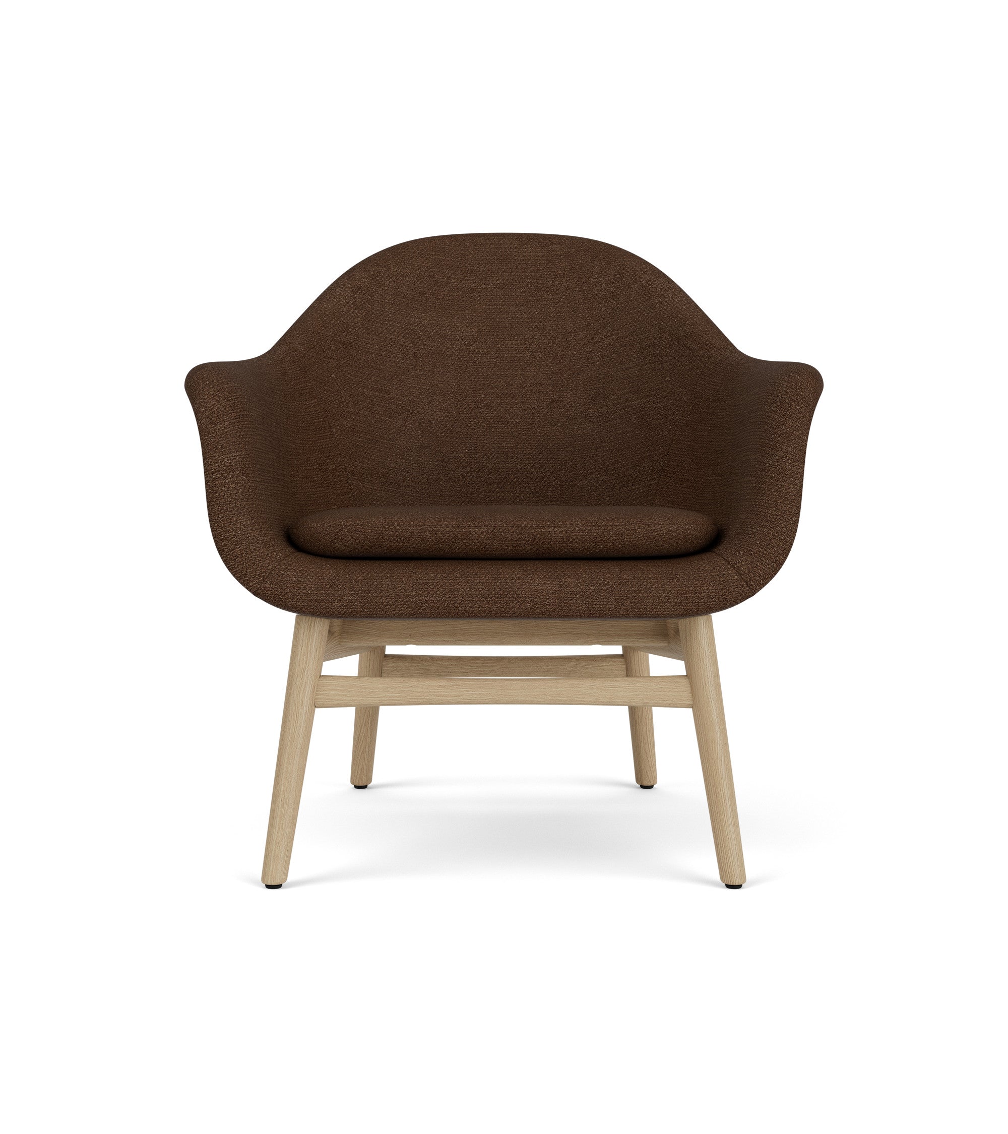 Lounge Chair on Solid Wood Frame Curved Shell, Angled Backrest