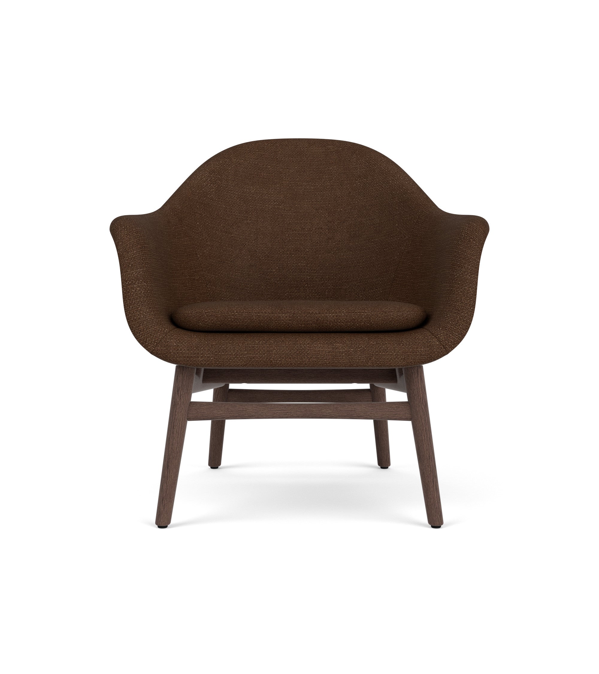 Lounge Chair on Solid Wood Frame Curved Shell, Angled Backrest