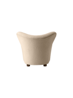Lounge Chair in Textile Curved Armchair, Oak Legs, Brass Casters