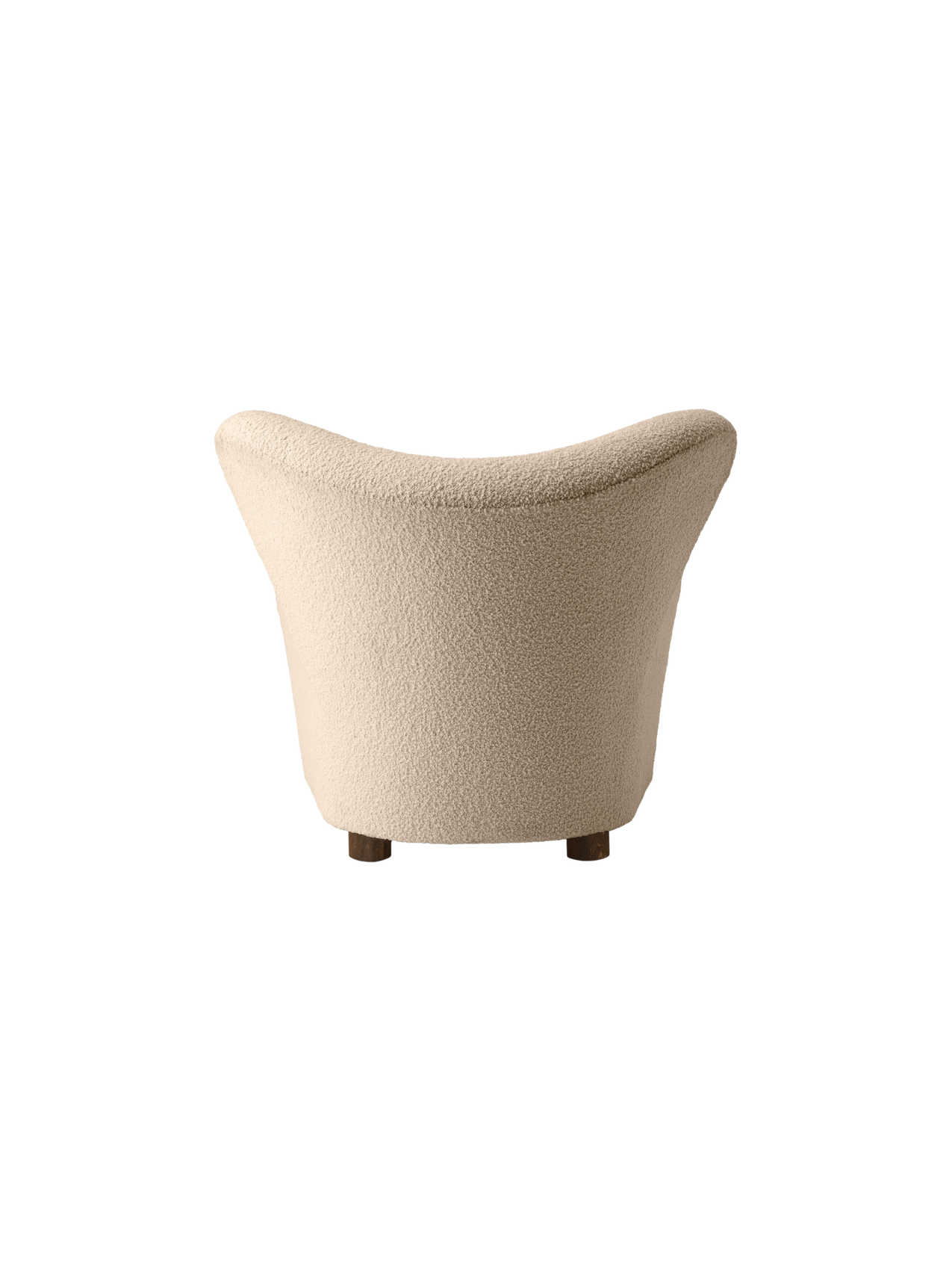 Lounge Chair in Textile Curved Armchair, Oak Legs, Brass Casters