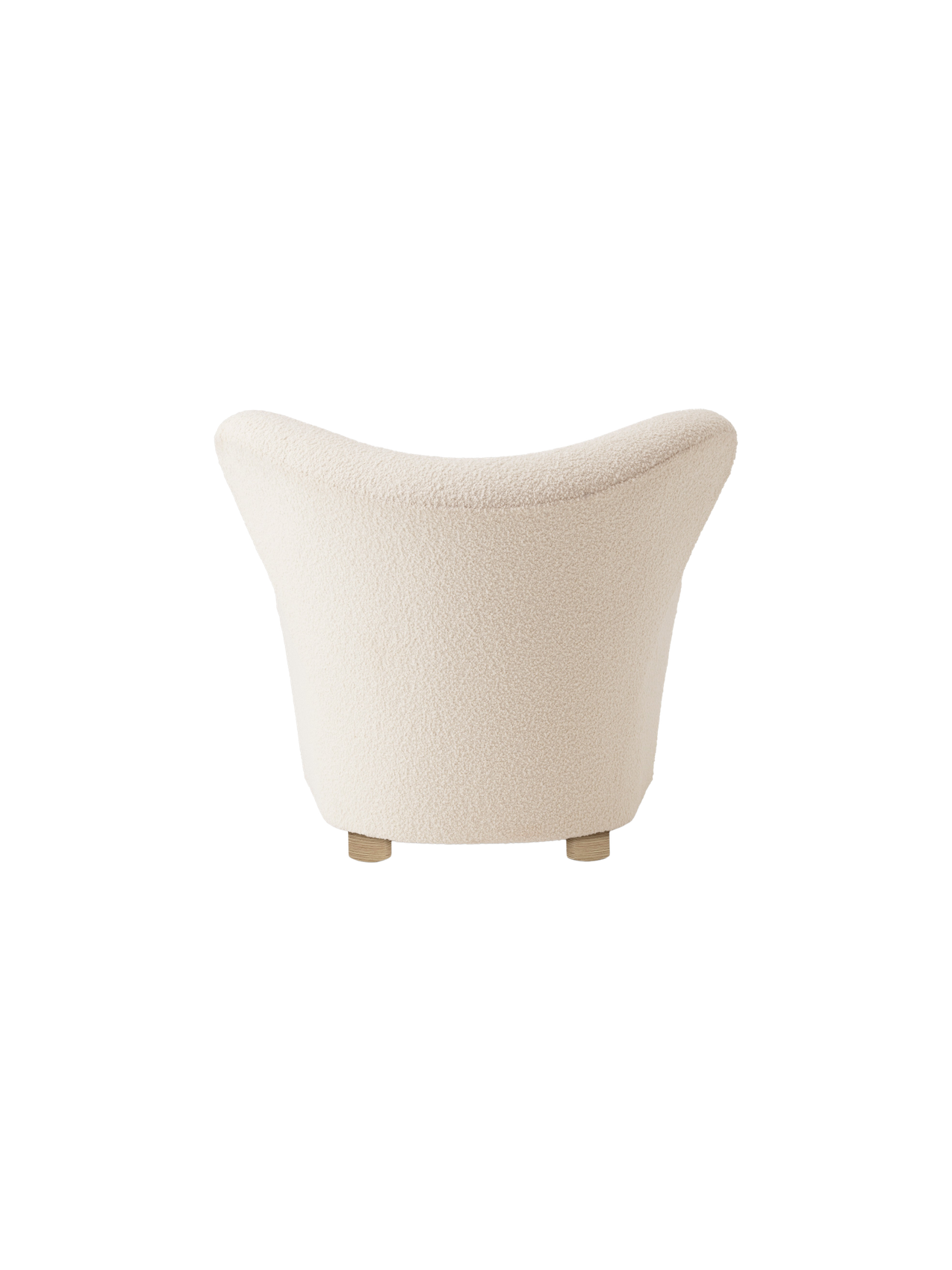 Lounge Chair in Textile Curved Armchair, Oak Legs, Brass Casters