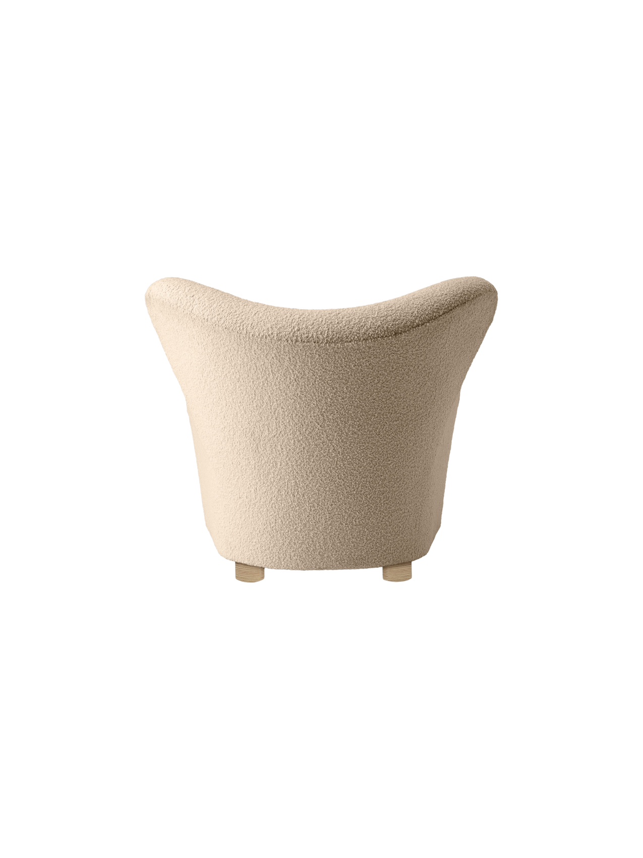 Lounge Chair in Textile Curved Armchair, Oak Legs, Brass Casters