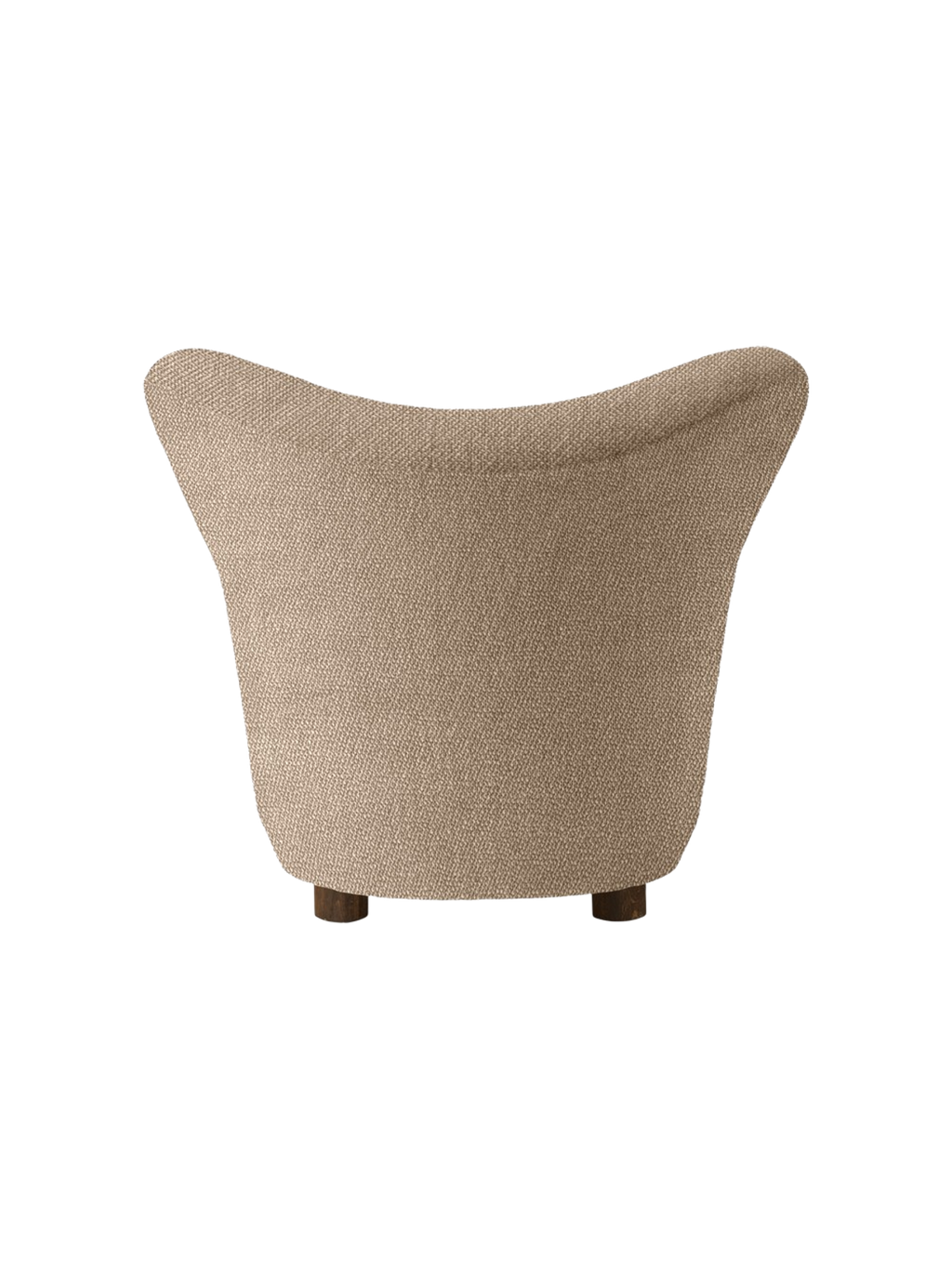 Lounge Chair in Textile Curved Armchair, Oak Legs, Brass Casters