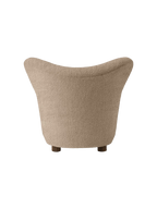 Lounge Chair in Textile Curved Armchair, Oak Legs, Brass Casters
