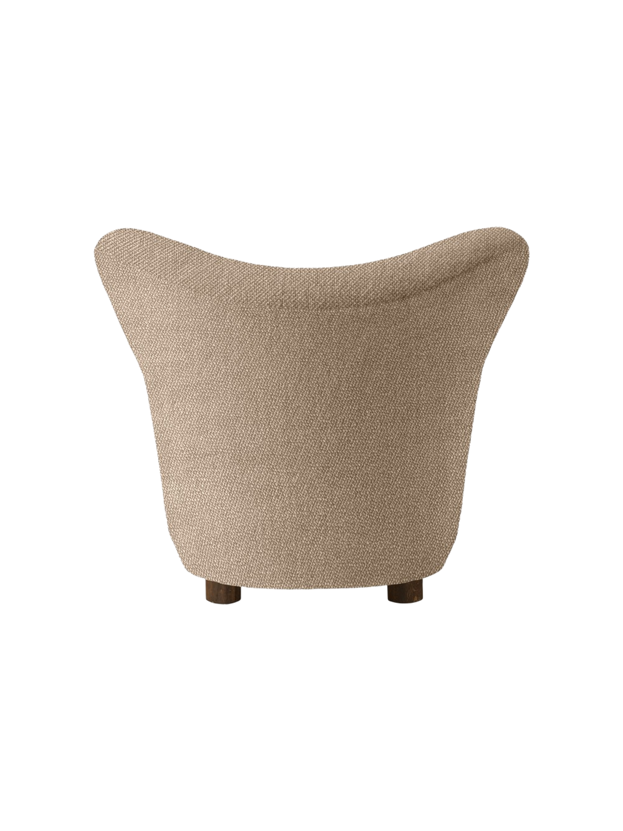 Lounge Chair in Textile Curved Armchair, Oak Legs, Brass Casters
