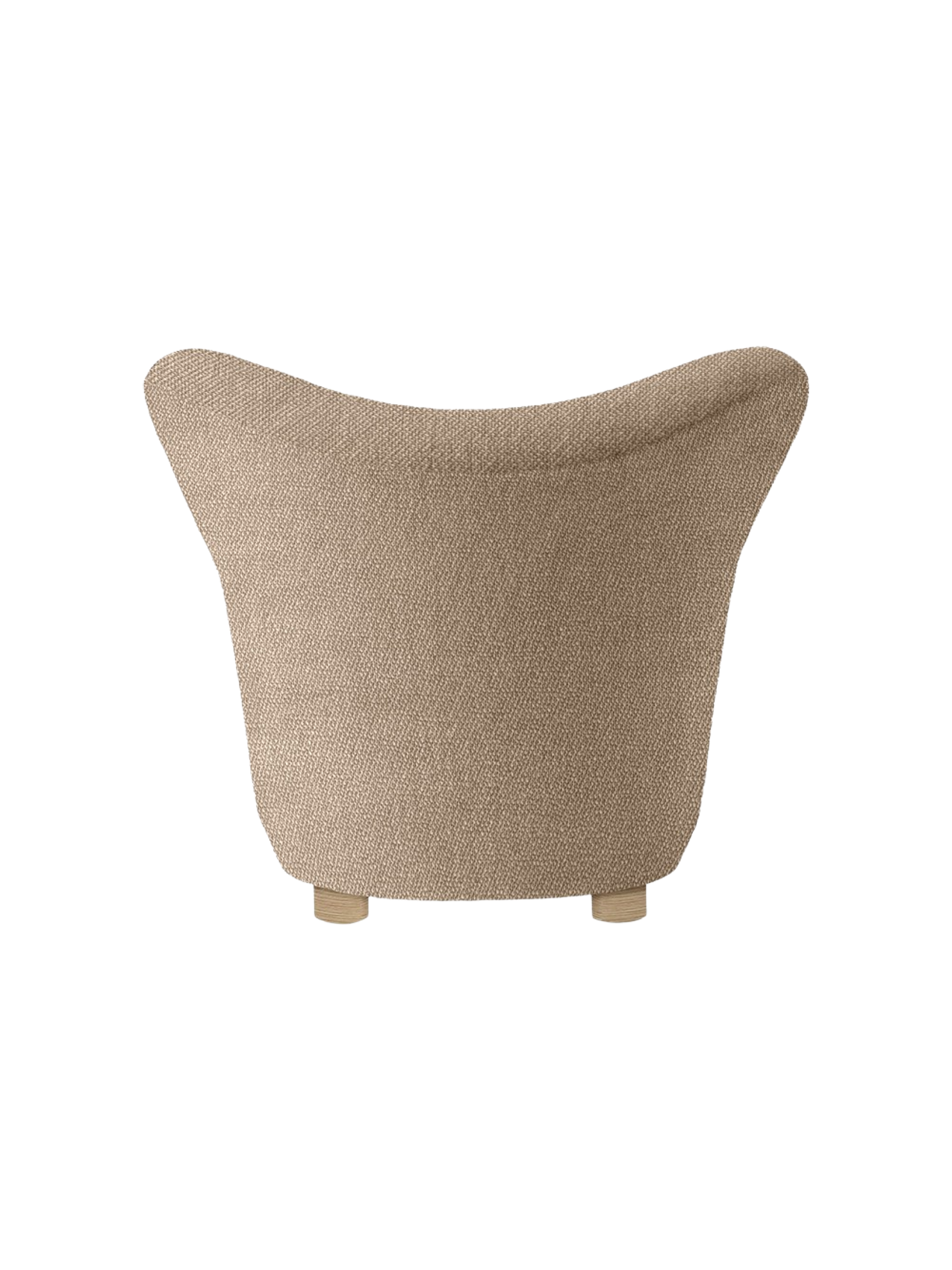 Lounge Chair in Textile Curved Armchair, Oak Legs, Brass Casters