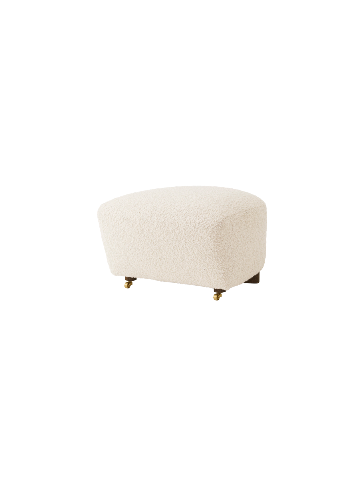 Ottoman in Textile Oak Legs, Brass Casters, Pairs with Lounge Chair