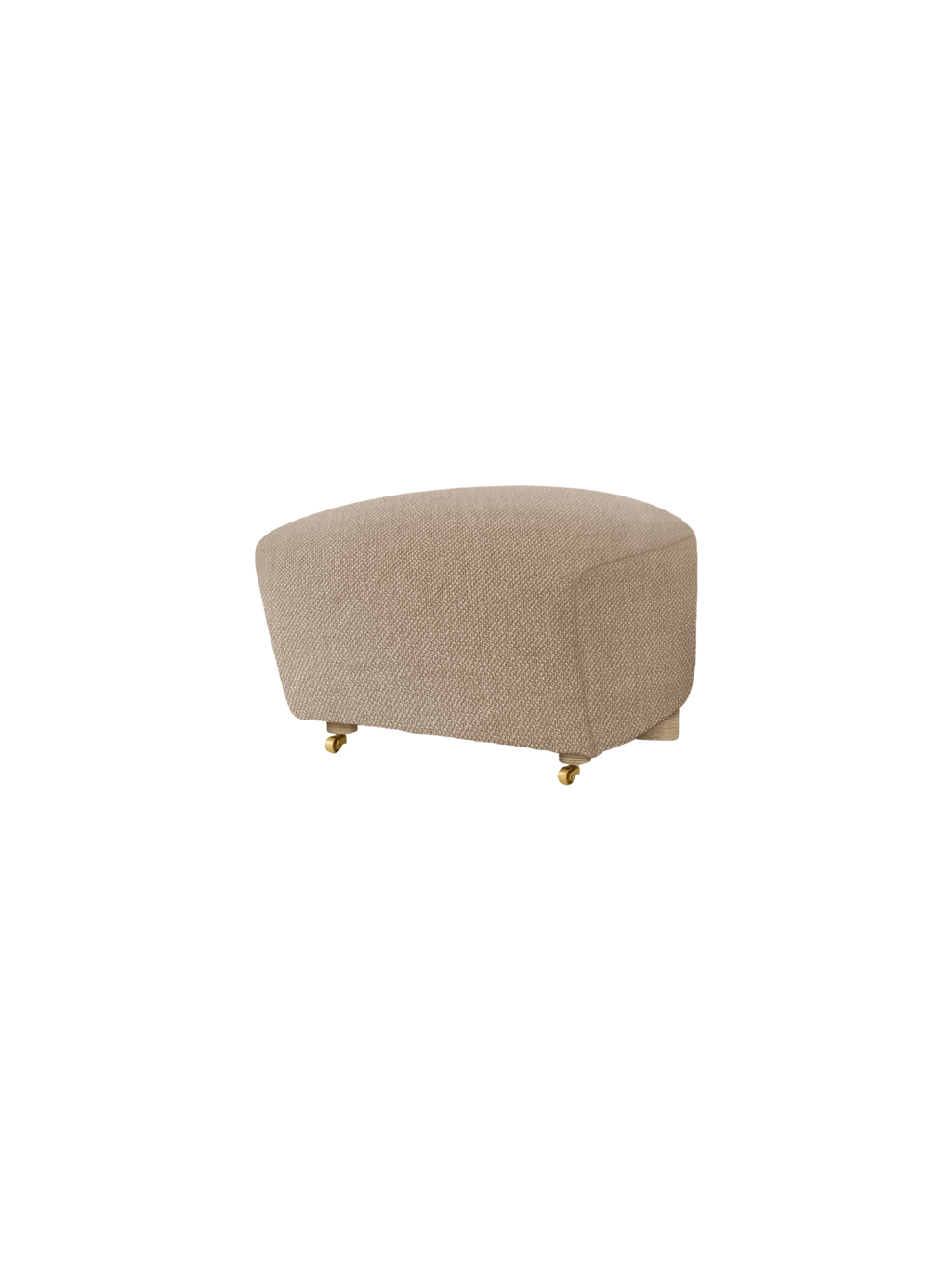 Ottoman in Textile Oak Legs, Brass Casters, Pairs with Lounge Chair