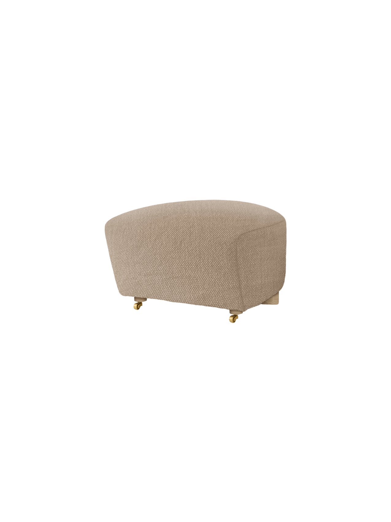 Ottoman in Textile Oak Legs, Brass Casters, Pairs with Lounge Chair