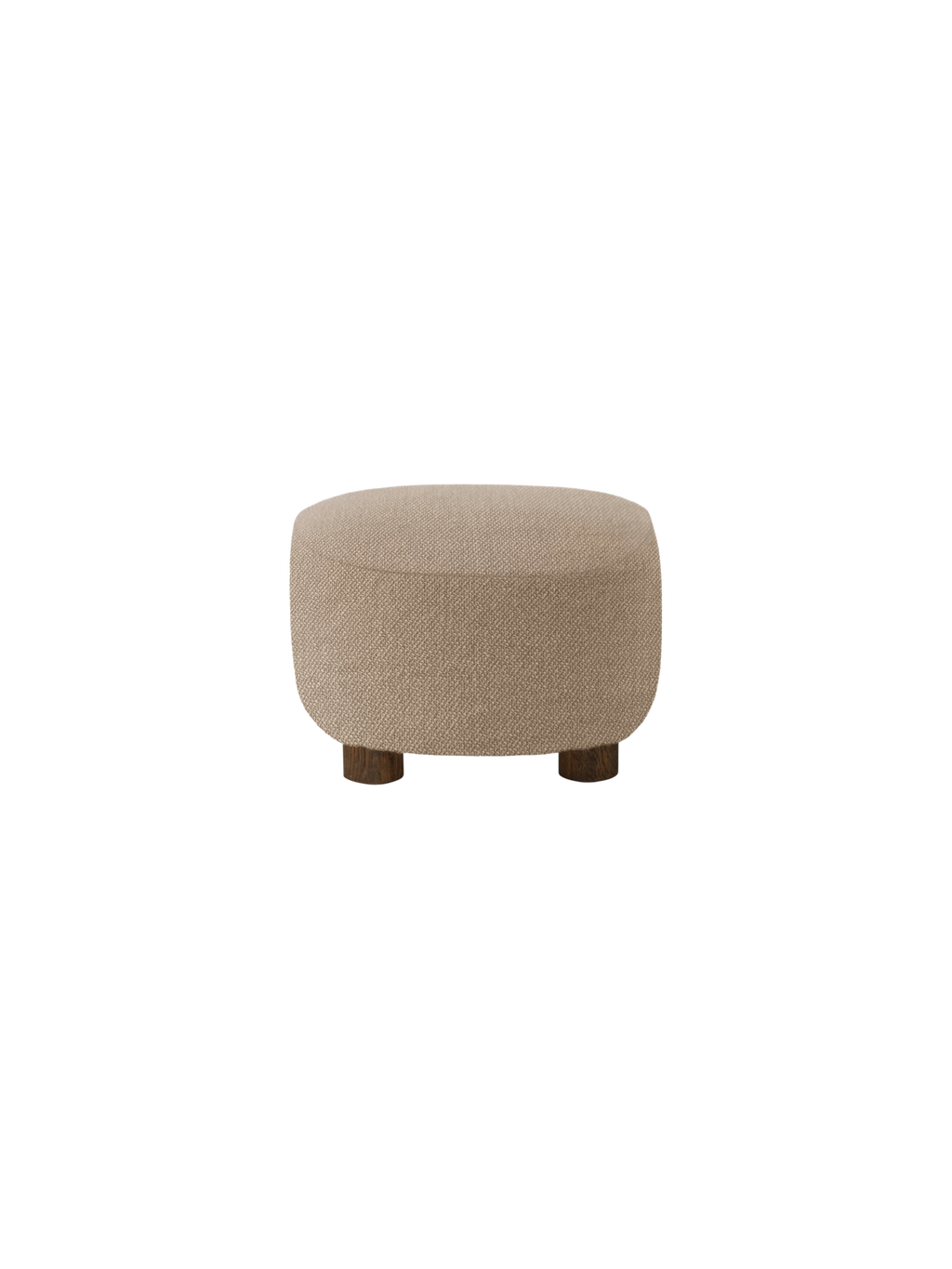 Ottoman in Textile Oak Legs, Brass Casters, Pairs with Lounge Chair