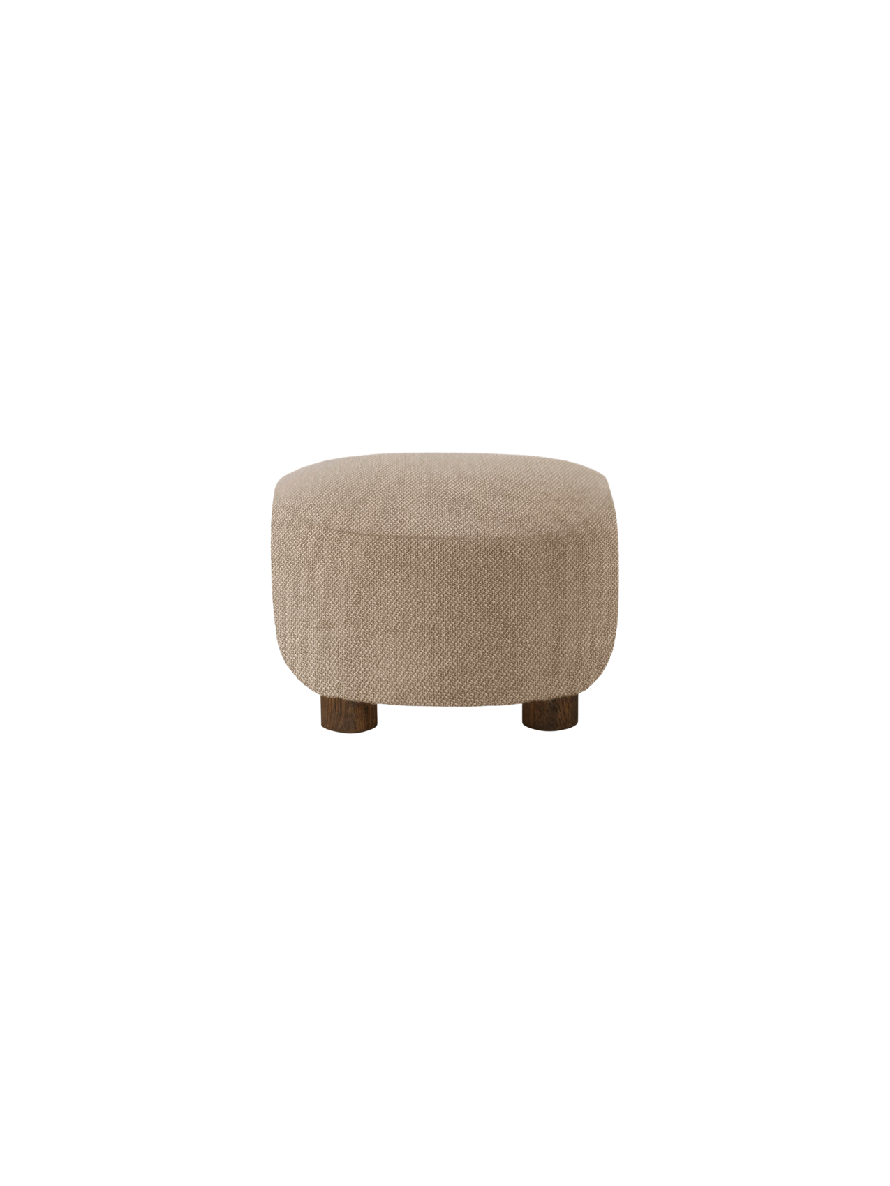 Ottoman in Textile Oak Legs, Brass Casters, Pairs with Lounge Chair