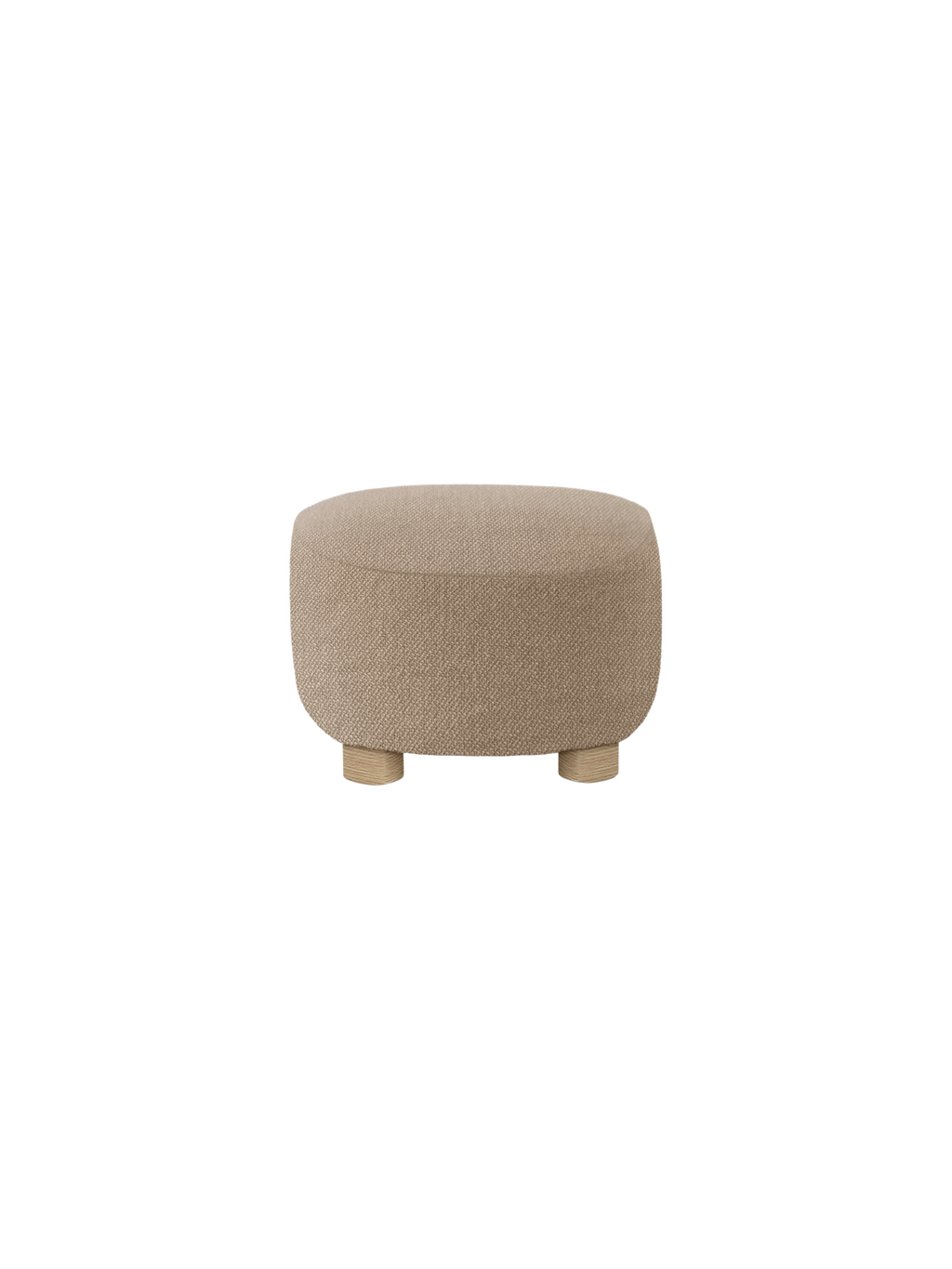 Ottoman in Textile Oak Legs, Brass Casters, Pairs with Lounge Chair