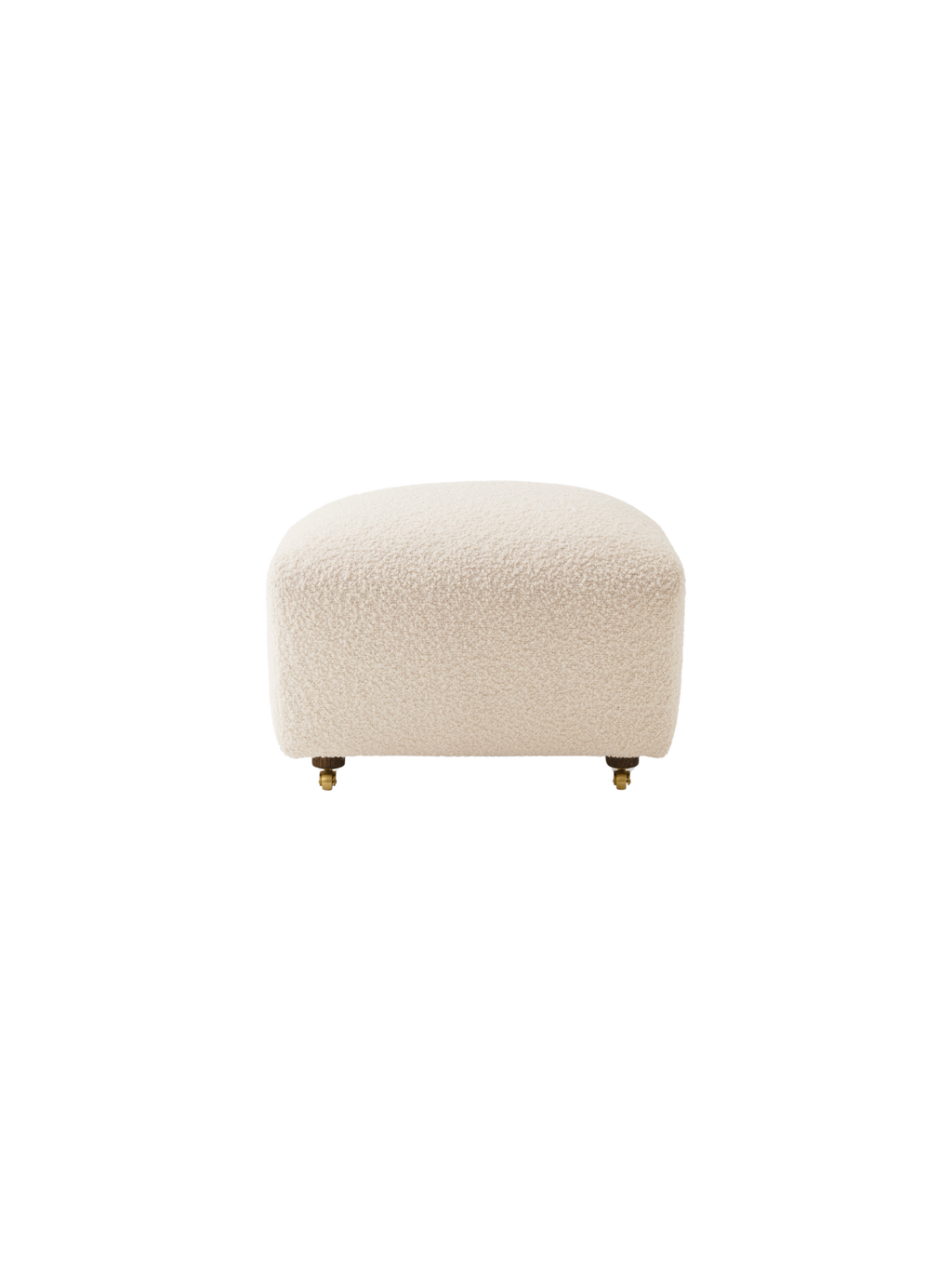 Ottoman in Textile Oak Legs, Brass Casters, Pairs with Lounge Chair