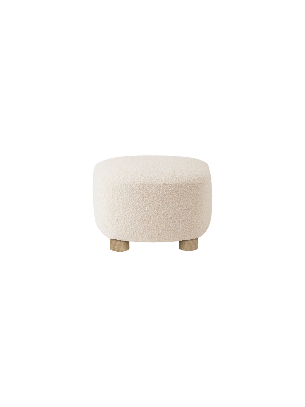 Ottoman in Textile Oak Legs, Brass Casters, Pairs with Lounge Chair
