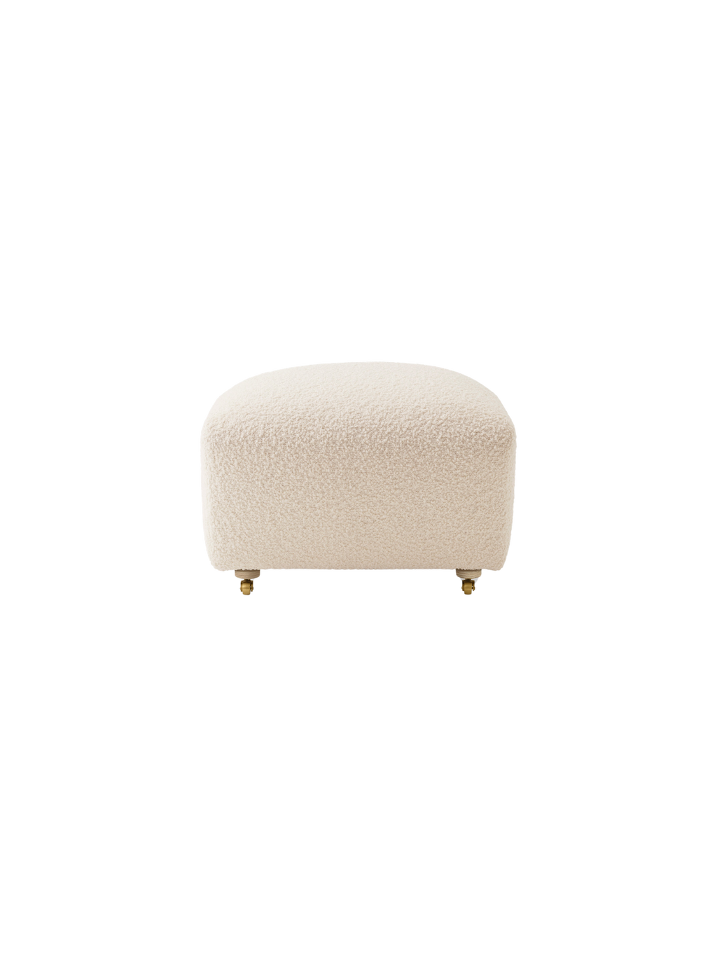 Ottoman in Textile Oak Legs, Brass Casters, Pairs with Lounge Chair