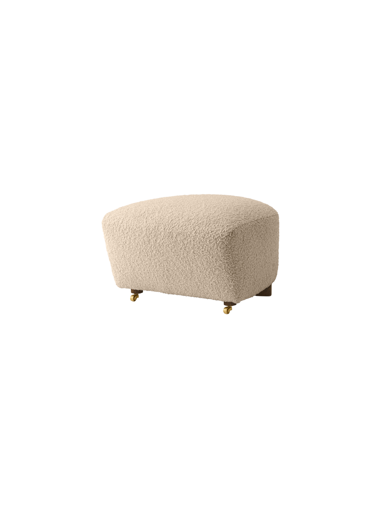 Ottoman in Textile Oak Legs, Brass Casters, Pairs with Lounge Chair