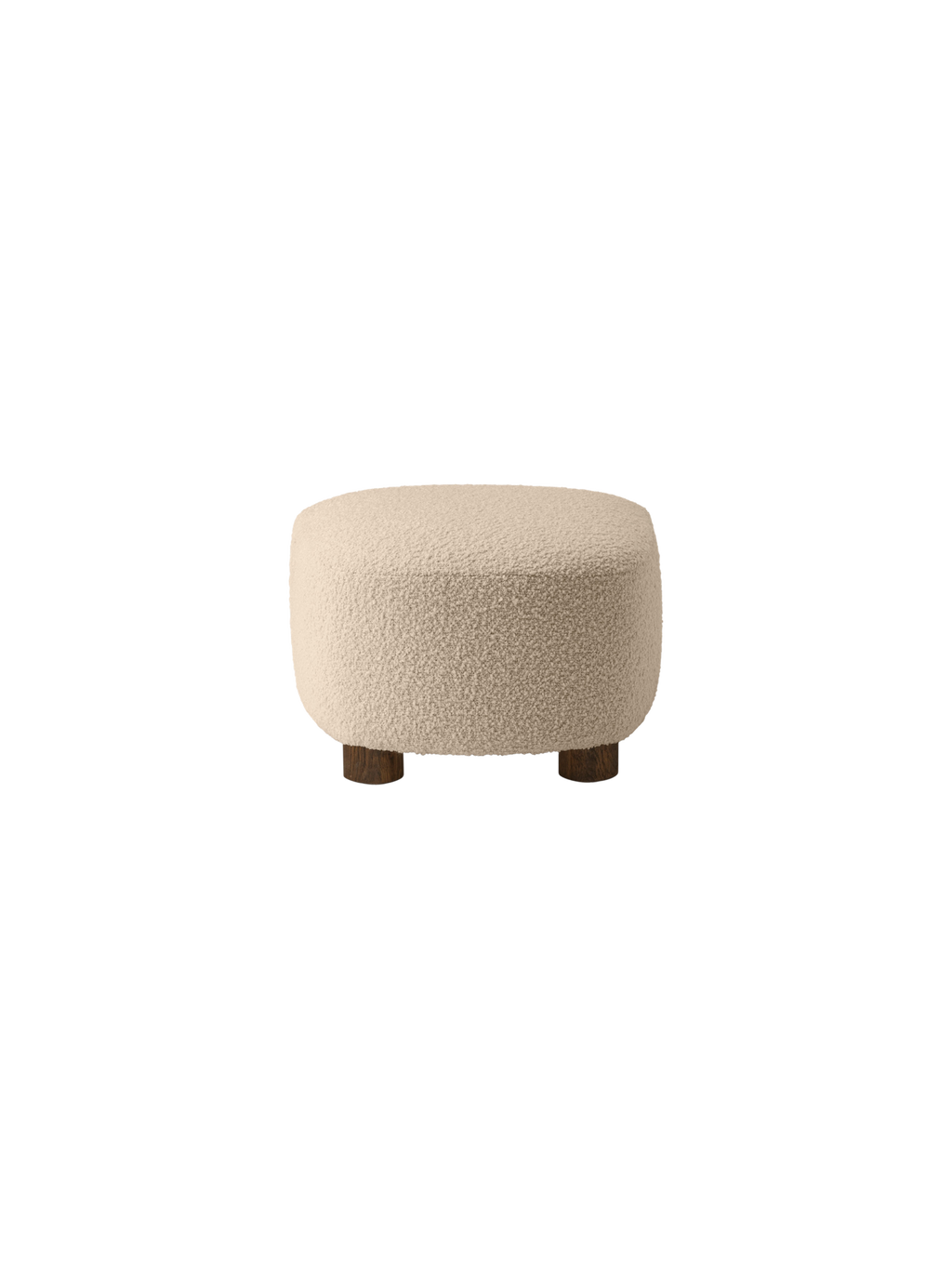 Ottoman in Textile Oak Legs, Brass Casters, Pairs with Lounge Chair