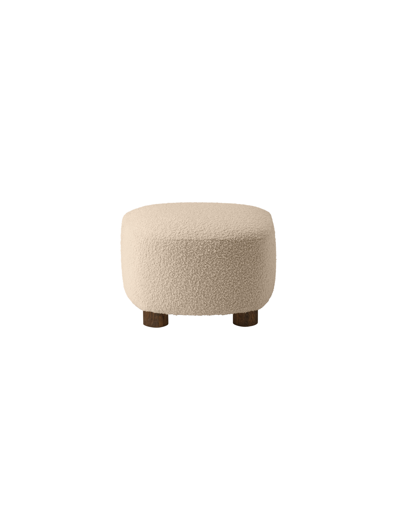 Ottoman in Textile Oak Legs, Brass Casters, Pairs with Lounge Chair