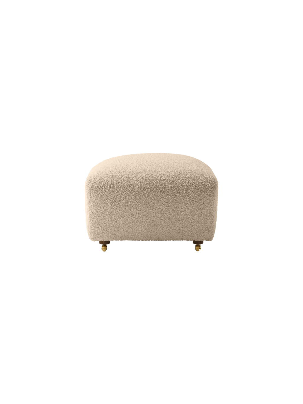 Ottoman in Textile Oak Legs, Brass Casters, Pairs with Lounge Chair