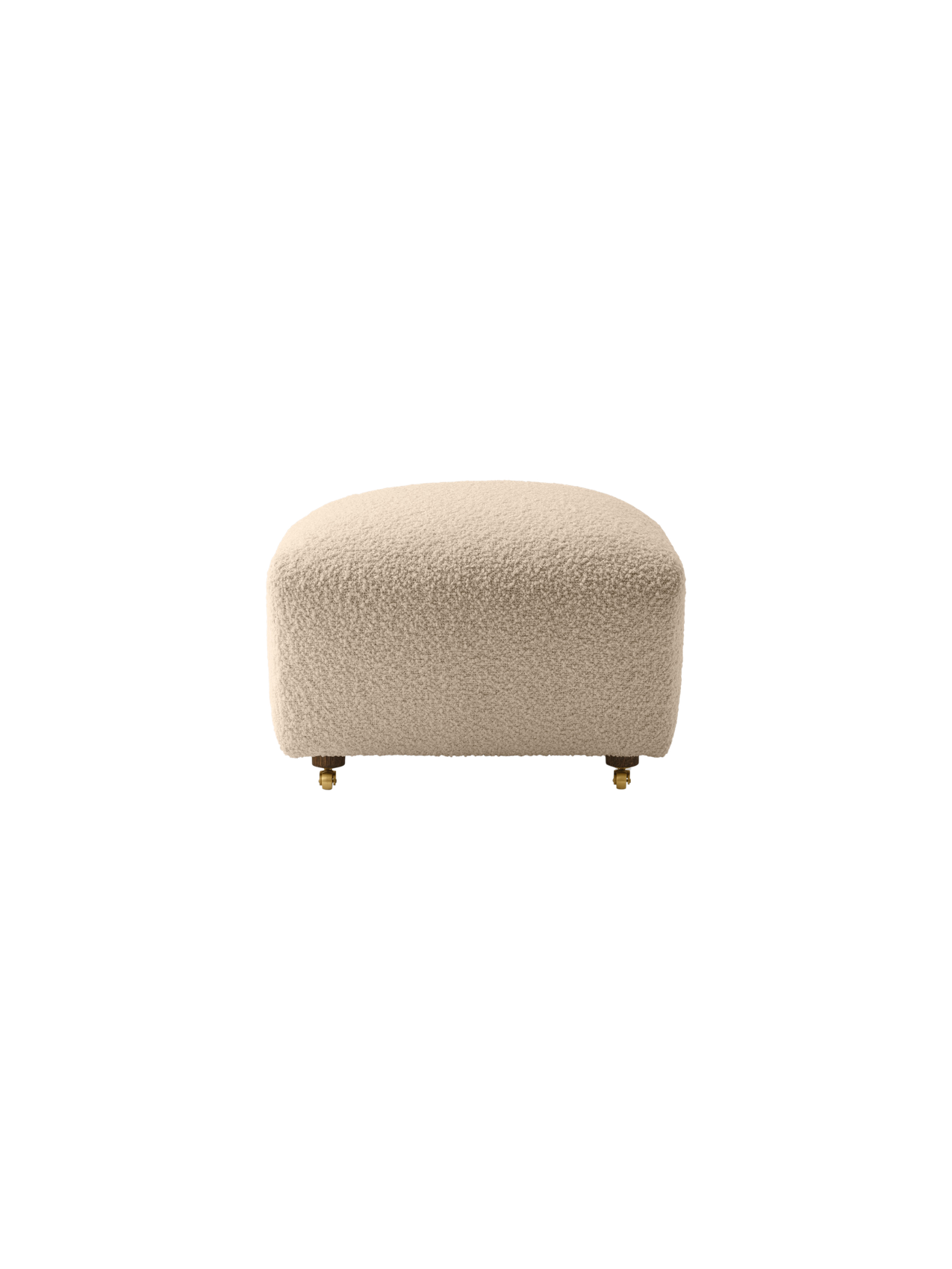 Ottoman in Textile Oak Legs, Brass Casters, Pairs with Lounge Chair
