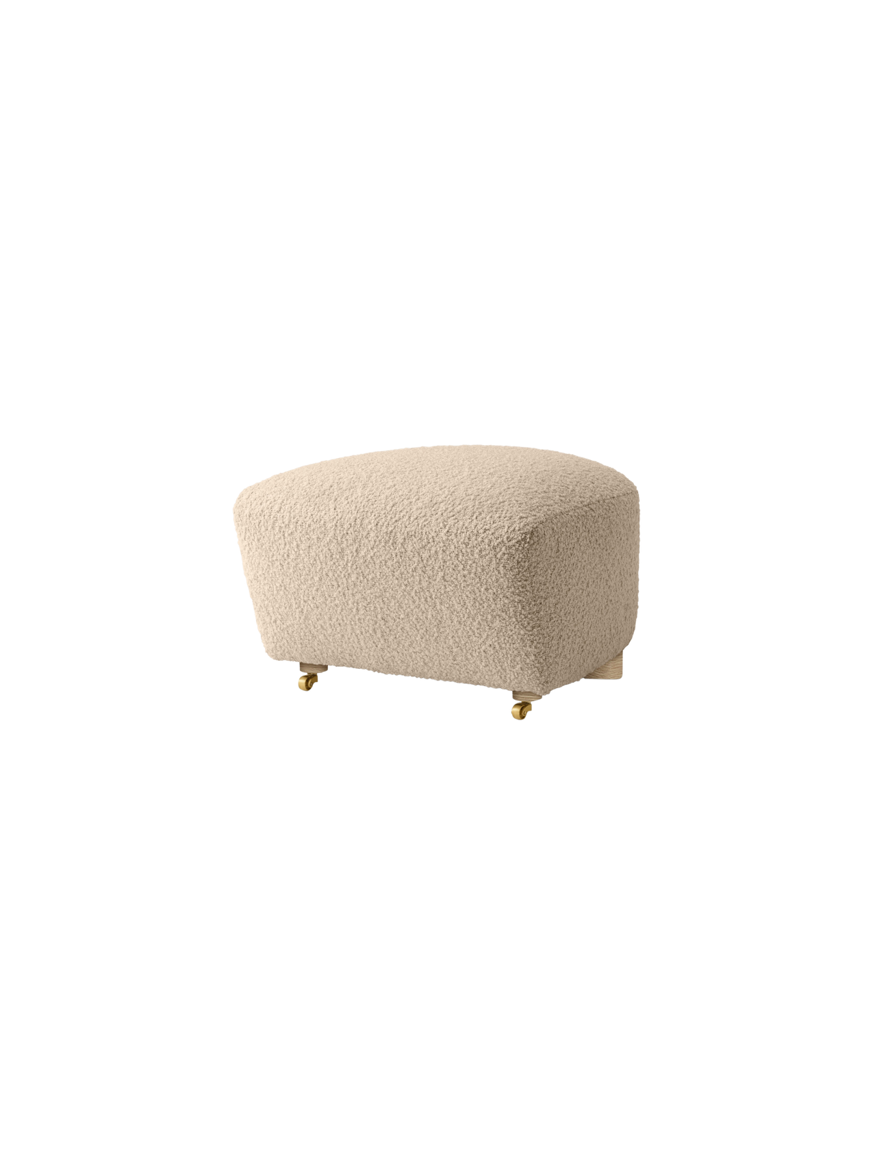Ottoman in Textile Oak Legs, Brass Casters, Pairs with Lounge Chair