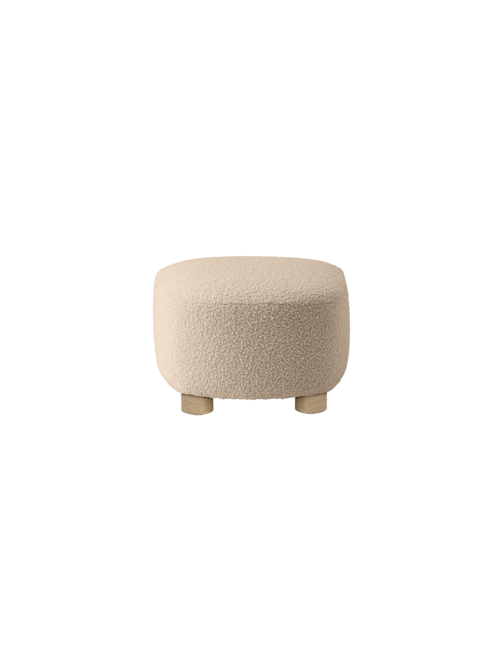 Ottoman in Textile Oak Legs, Brass Casters, Pairs with Lounge Chair