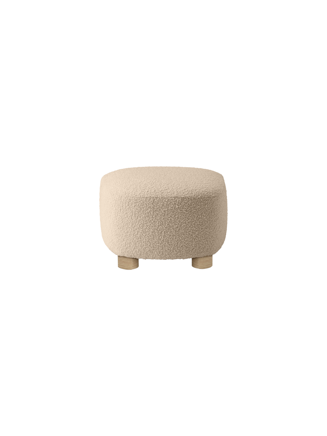 Ottoman in Textile Oak Legs, Brass Casters, Pairs with Lounge Chair