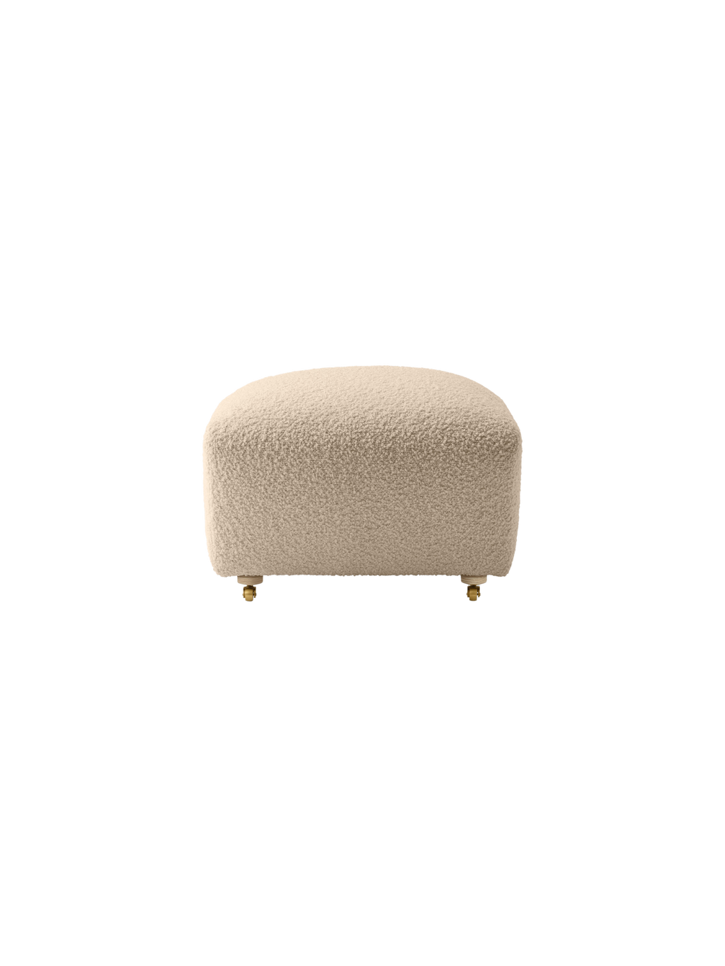 Ottoman in Textile Oak Legs, Brass Casters, Pairs with Lounge Chair