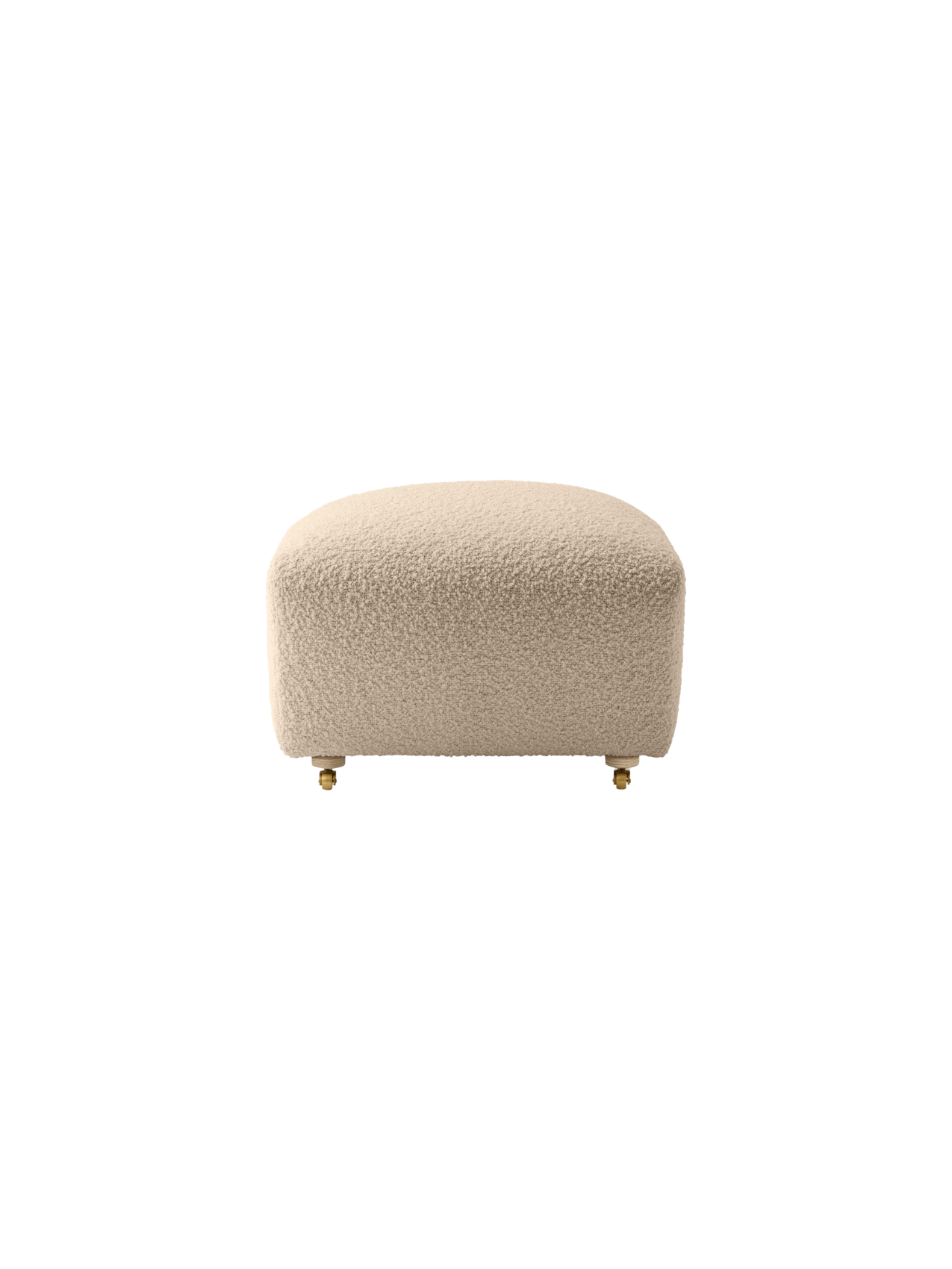 Ottoman in Textile Oak Legs, Brass Casters, Pairs with Lounge Chair