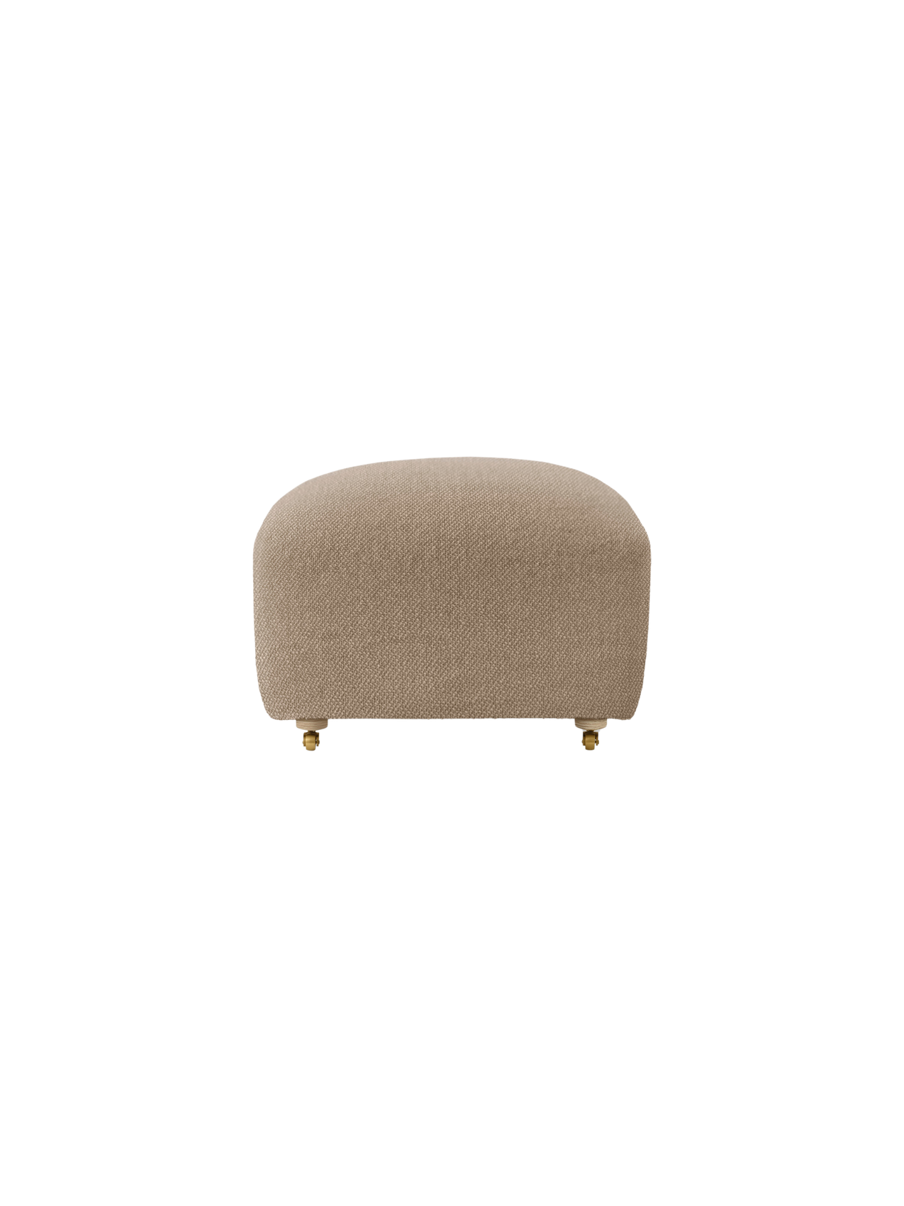 Ottoman in Textile Oak Legs, Brass Casters, Pairs with Lounge Chair