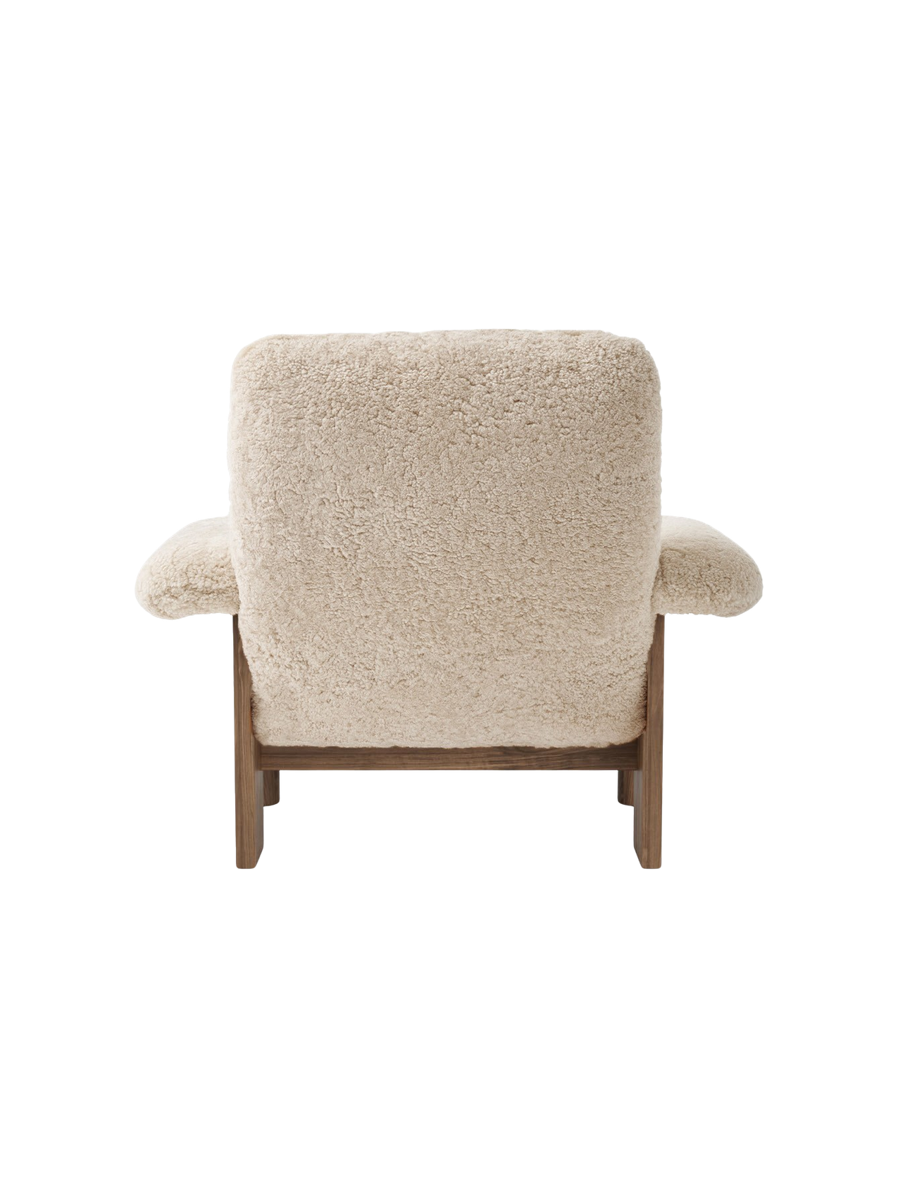 High Back Lounge Chair in Sheepskin Solid Wood Frame, Exaggerated Armrests