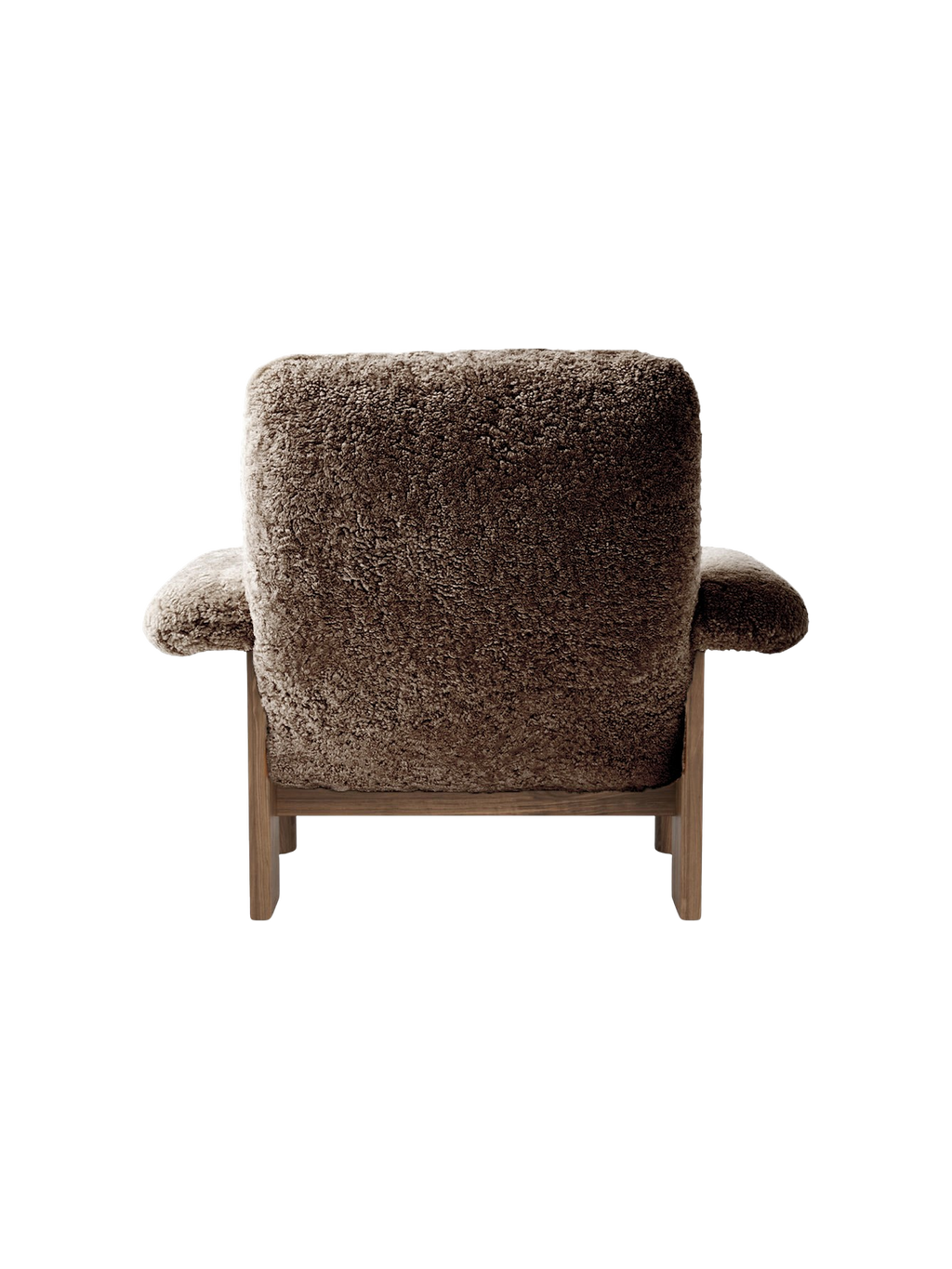 High Back Lounge Chair in Sheepskin Solid Wood Frame, Exaggerated Armrests